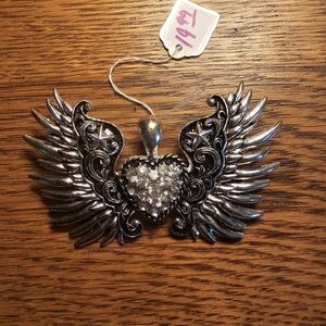 Silver Winged Heart Pendant